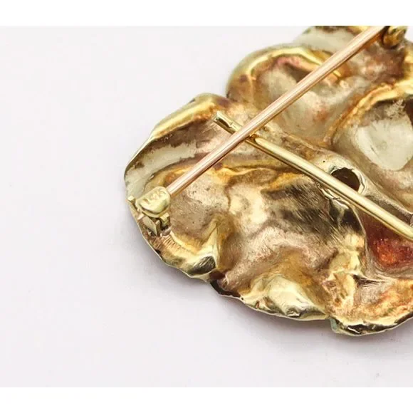 Hedges & Co. 1900 Art Nouveau Enamel Pansy Pendant 14Kt  Diamond - Picture 7 of 8